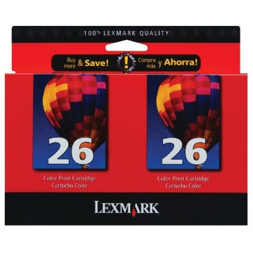 Show details for Lexmark 10N0139 (Lexmark #26) OEM Color Ink Cartridge (2 pk) Picture of Lexmark 10N0139 (Lexmark #26) OEM Color Ink Cartridge (2 pk)