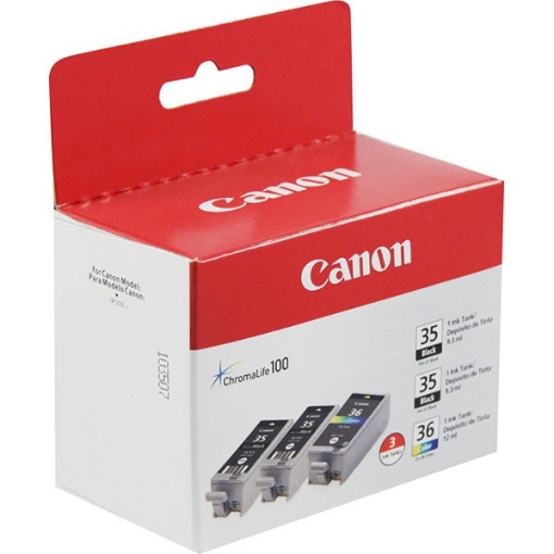 Picture of Canon 1509B007 (PGI-35, CLI-36) Black, Tri-Color Inkjet Cartridge