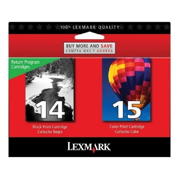 Show details for Lexmark 18C2239 (Lexmark #14) OEM Black / Color Inkjet Cartridge (Combo Pack) Picture of Lexmark 18C2239 (Lexmark #14) OEM Black / Color Inkjet Cartridge (Combo Pack)