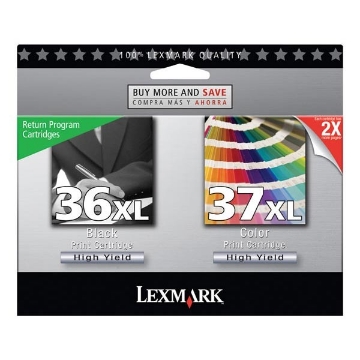 Show details for Lexmark 18C2249 (Lexmark #36XL) OEM Black / Color Inkjet Cartridge (Combo Pack) Picture of Lexmark 18C2249 (Lexmark #36XL) OEM Black / Color Inkjet Cartridge (Combo Pack)