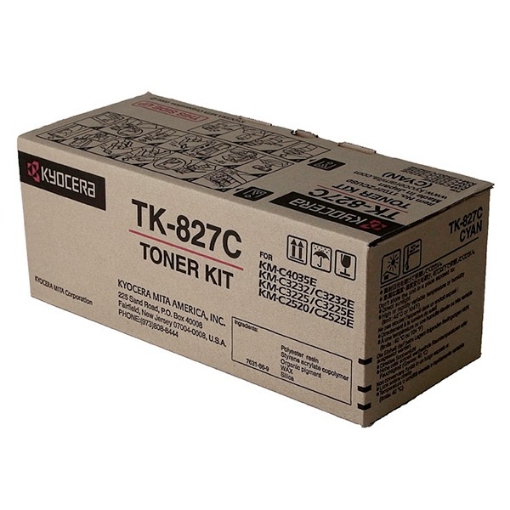 Picture of Kyocera Mita 1T02FZCUS0 (TK-827C) Cyan Toner Cartridge (7000 Yield)