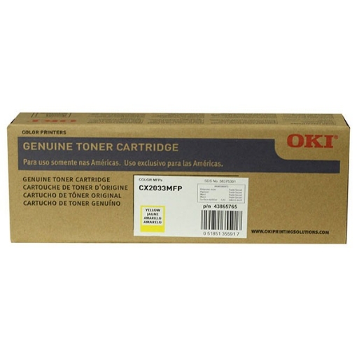 Picture of Okidata 43865765 OEM Yellow Toner Cartridge