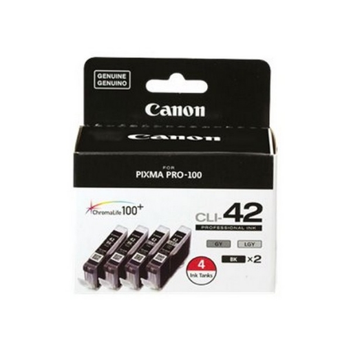 Picture of Canon 6384B008 (CLI-42) 2 Black, Light Gray, Gray Inkjet Cartridges (4 pack)