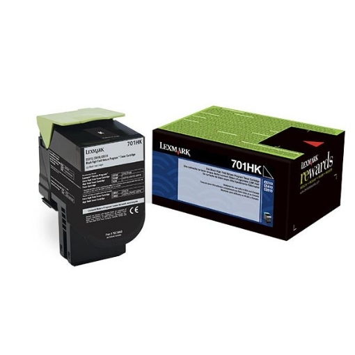 Picture of Lexmark 70C1HK0 (Lexmark #701HK) OEM High Yield Black Toner Cartridge