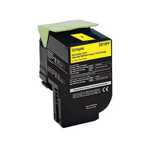 Picture of Compatible 70C1HY0 (Lexmark #701HY) Compatible High Yield Lexmark Yellow Toner Cartridge