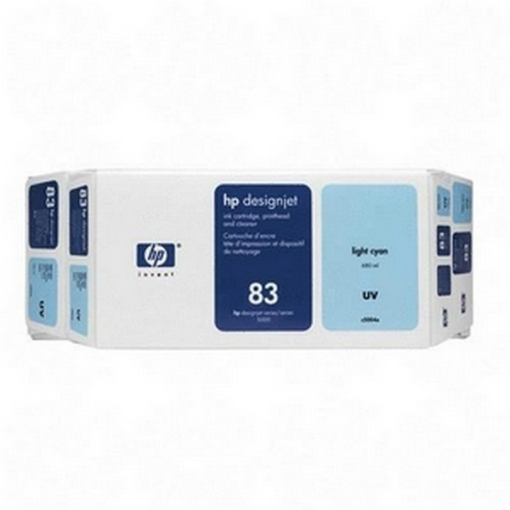 Picture of HP C5004A (HP 83) OEM UV Light Cyan Cartridge / Printhead / Cleaner (Value Pack)