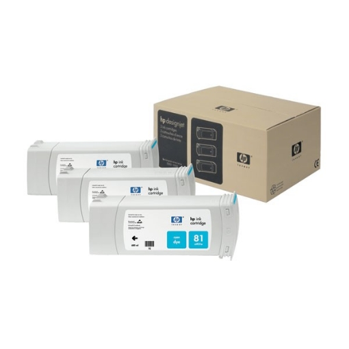 Picture of HP C5067A (HP 81) OEM Cyan Dye (3-Ink Multipack)