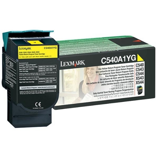 Picture of Lexmark C540A4YG OEM Yellow Toner Cartridge