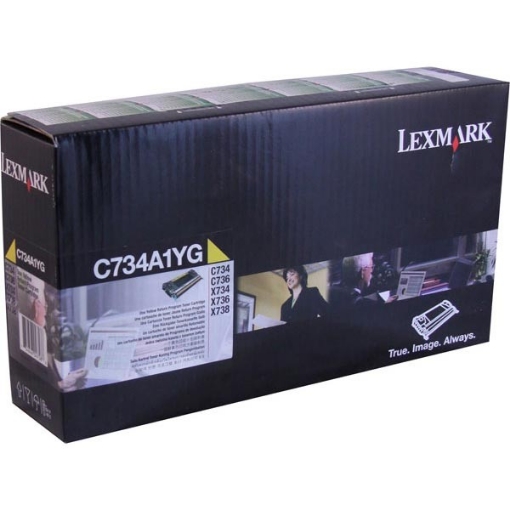 Picture of Lexmark C734A1YG (C734A2YG) Yellow Toner Cartridge (6000 Yield)