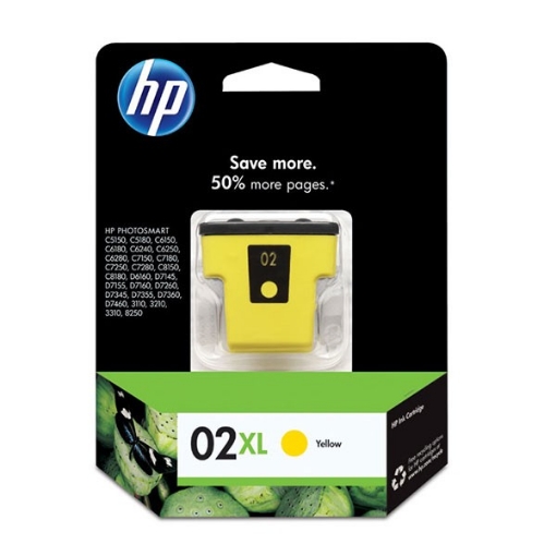 Picture of HP C8732WN (HP 02XL) OEM Yellow Ink Cartridge