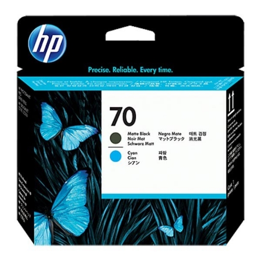 Picture of HP C9404A (HP 70) Matte Black, Cyan Inkjet Cartridge Printheads (2 pack)