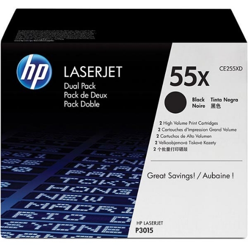 Picture of HP CE255XD (HP 55X) High Yield Black Toners (2 pack) (12500 Yield)