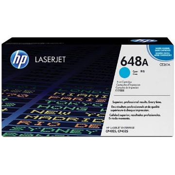 Show details for HP CE261A (HP 648A) Cyan Laser Toner Cartridge (11000 Yield) Picture of HP CE261A (HP 648A) Cyan Laser Toner Cartridge (11000 Yield)