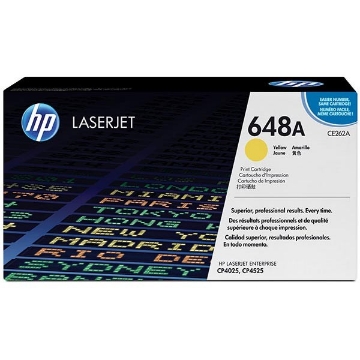 Show details for HP CE262A (HP 648A) Yellow Laser Toner Cartridge (11000 Yield) Picture of HP CE262A (HP 648A) Yellow Laser Toner Cartridge (11000 Yield)