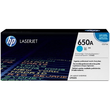 Show details for HP CE271A (HP 650A) Cyan Laser Toner Cartridge (15000 Yield) Picture of HP CE271A (HP 650A) Cyan Laser Toner Cartridge (15000 Yield)
