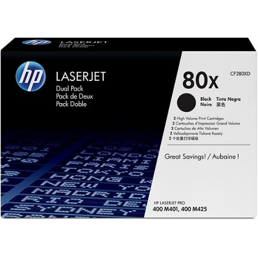 Picture of HP CF280XD (HP 80X) High Yield Black Toner Cartridges (2 pack) (5,120 Yield)