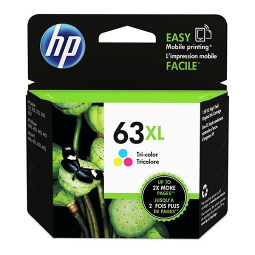 Picture of HP F6U63AN (HP 63XL C) OEM High Yield Tri-Color Inkjet Cartridge