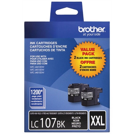 Picture of Brother LC1072PKS Super High Yield Black Ink Cartridges (2 pack) (2 x 1,200)