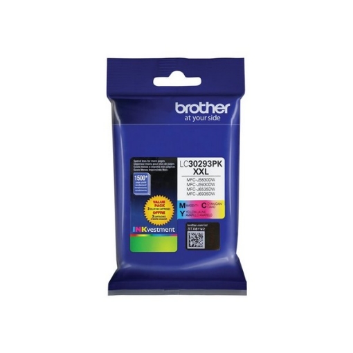 Picture of Brother LC-30293PK OEM High Yield Cyan, Magenta, Yellow Ink Cartridge (3 pk)