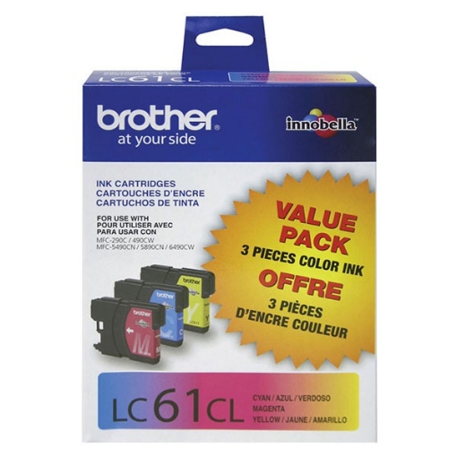 Picture of Brother LC613PKS (LC61C, LC61M, LC61Y) Cyan, Yellow, Magenta Inkjet Cartridges (3 pack)