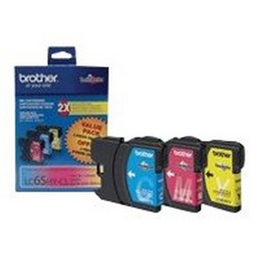 Picture of Brother LC653PKS (LC65HYC, LC65HYM, LC65HYY) Cyan, Magenta, Yellow Ink Cartridges (3 pack) (3 x 750)