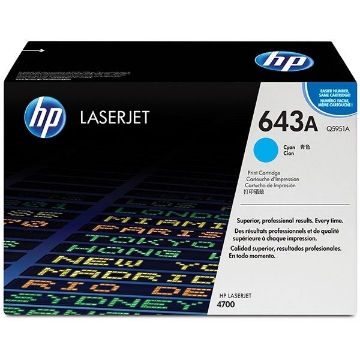 Show details for HP Q5951A (HP 643A) Cyan Toner Cartridge (10000 Yield) Picture of HP Q5951A (HP 643A) Cyan Toner Cartridge (10000 Yield)