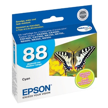 Show details for Epson T088220 (Epson 88) Cyan Inkjet Cartridge (165 Yield) Picture of Epson T088220 (Epson 88) Cyan Inkjet Cartridge (165 Yield)