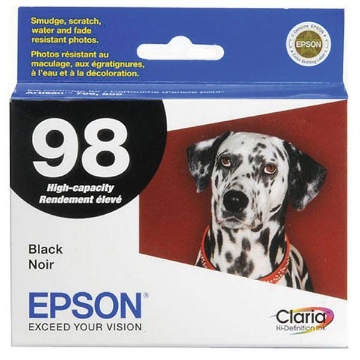 Show details for Epson T098120 (Epson 98) High Yield Black Inkjet Cartridge (545 Yield) Picture of Epson T098120 (Epson 98) High Yield Black Inkjet Cartridge (545 Yield)