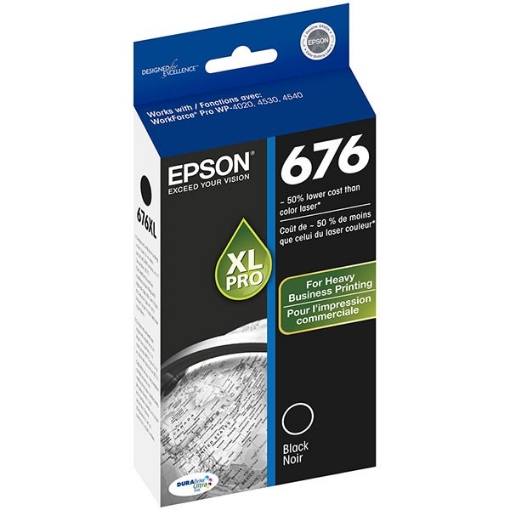 Picture of Epson T676XL120 (Epson 676XL) OEM High Yield Black Inkjet Cartridge