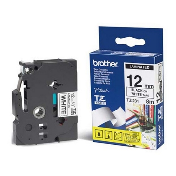 Show details for Brother TZe-231 (TZ-231) OEM Black Print on White Label Tape Picture of Brother TZe-231 (TZ-231) OEM Black Print on White Label Tape