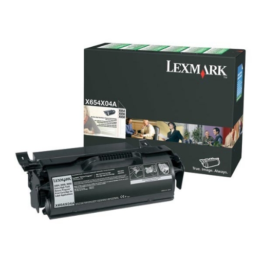 Picture of Lexmark X654X04A OEM Black Toner Printer Cartridge