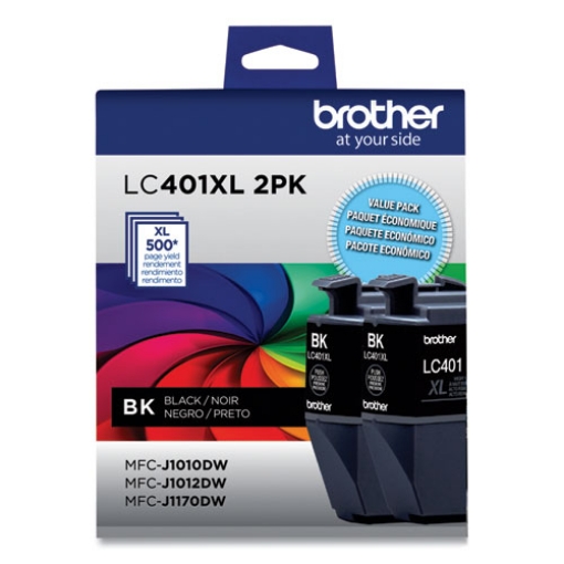 Picture of Brother LC401XL2PK (LC401XLBK) High Yield Black Ink Cartridges (2 pack) (500 x 2 Yield)